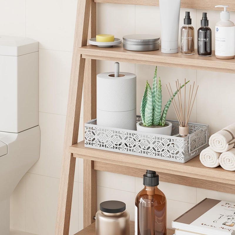 YIUKEA Toilet Tank Topper Paper Basket - White Bathroom Basket Decor Box with Magnetic Paper Towel Holder for Organizing - Image 4